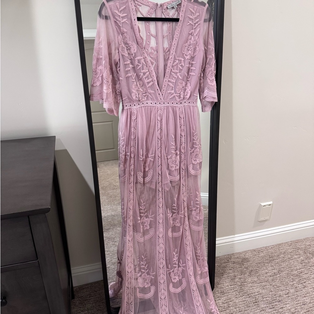 Wishlist Mauve Embroidered Maxi Dress